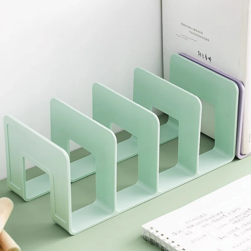 4 Grid Bookends Stand Bookshelf Desktop Decor Storage Rack Bookend Book Holder School Stationery Office Desktop File Organizer