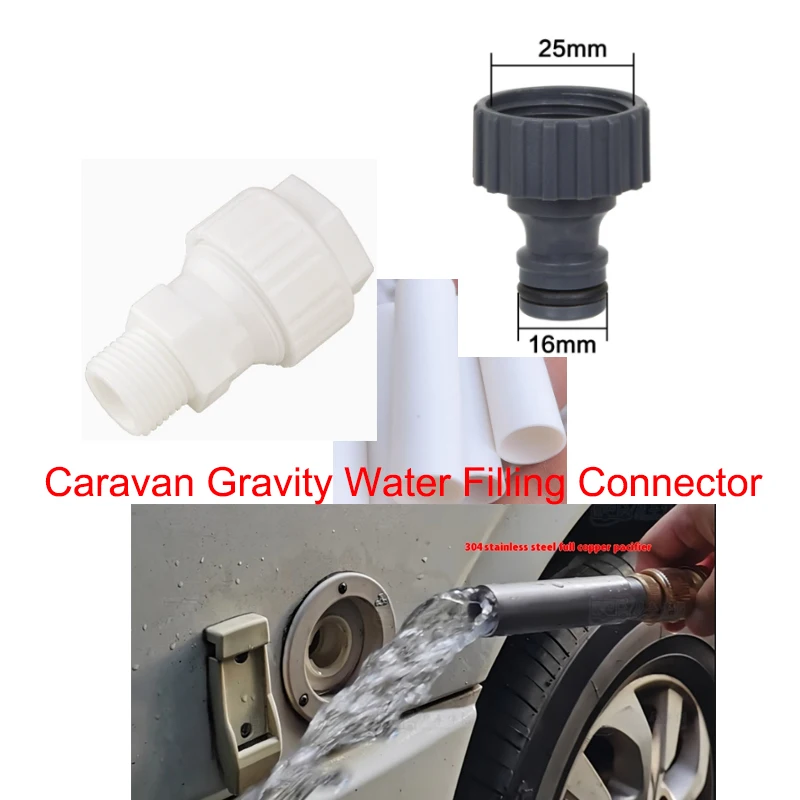 

1kit RV Gravity Water Filling Connector Hands-Free Operation Exterior Coverage Durable ﻿Caravan Gravity Water Filling Connector