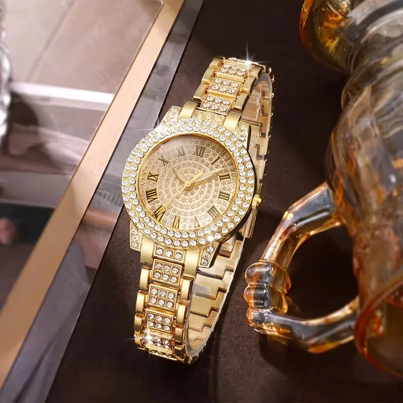 1 piece new fashion hit luxury high-end women's watch with steel band