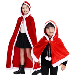 Children Cosplay Cloak Cape For Christmas Halloween New Year Eve Party Costume Dress Up Hooded Cloak Santa Claus Robe