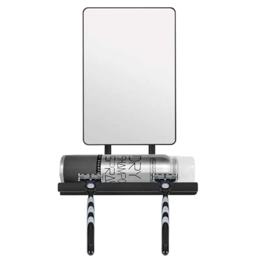 

Fogless Shower Mirror, 360° Rotation Adjustable Shaving Mirror, Bathroom Shower Mirror with Multifunctional Storage Tray and Ra