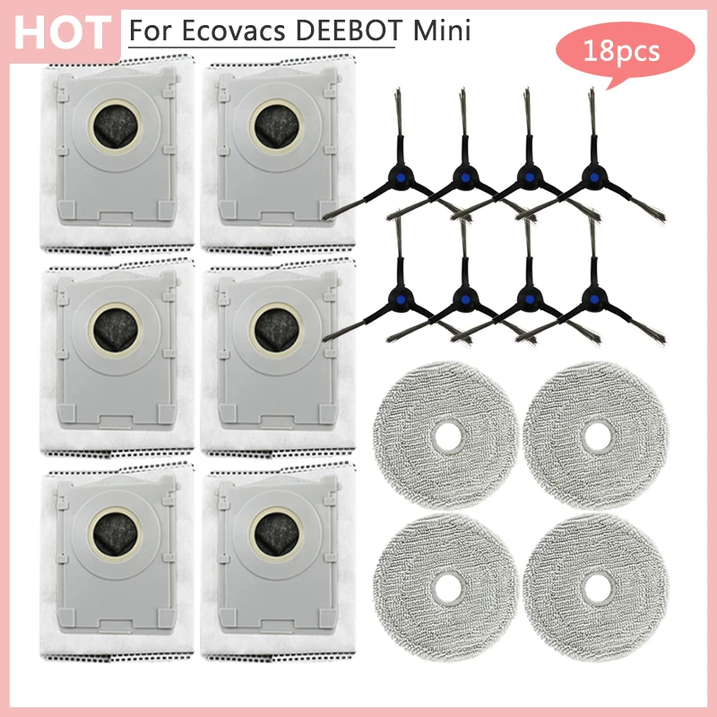Para ecovacs deebot mini máquina de varrer substituição saco pó pano escova lateral saco lixo peças reposição robô inteligente aspirador pó