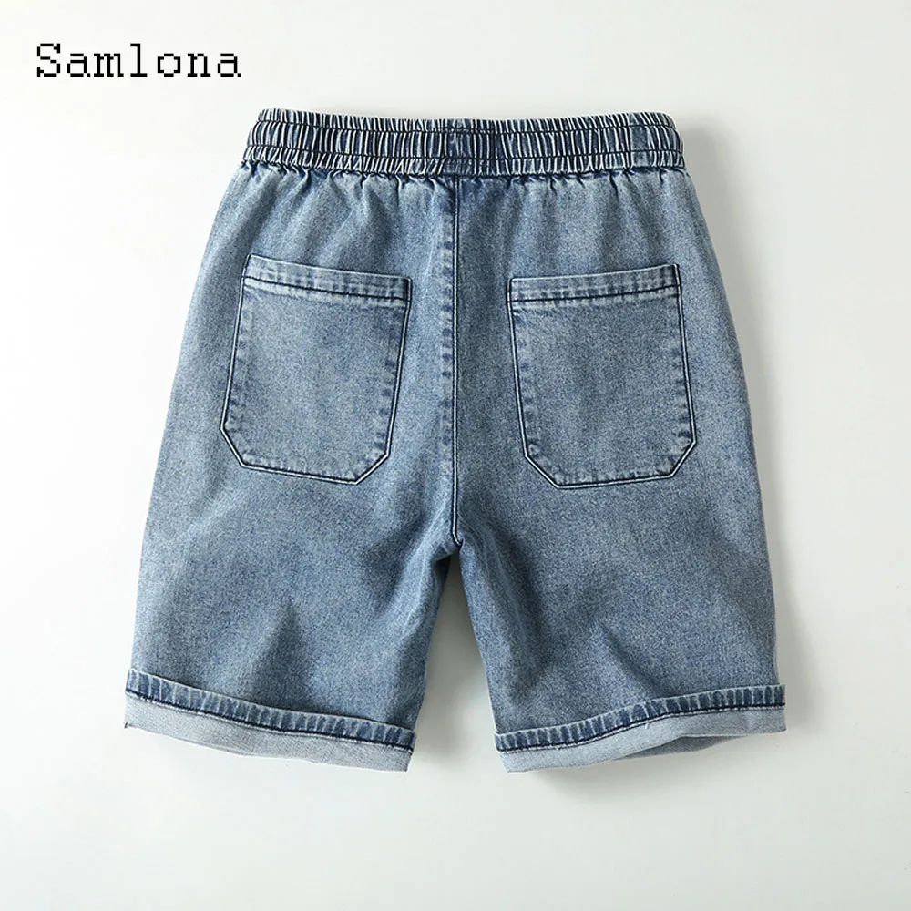 2024 Stylish simplicity Men Fashion Lesiure Pocket Demin Shorts Men's Crimping Short Jeans New Casual Elastic Waist Demin Shorts