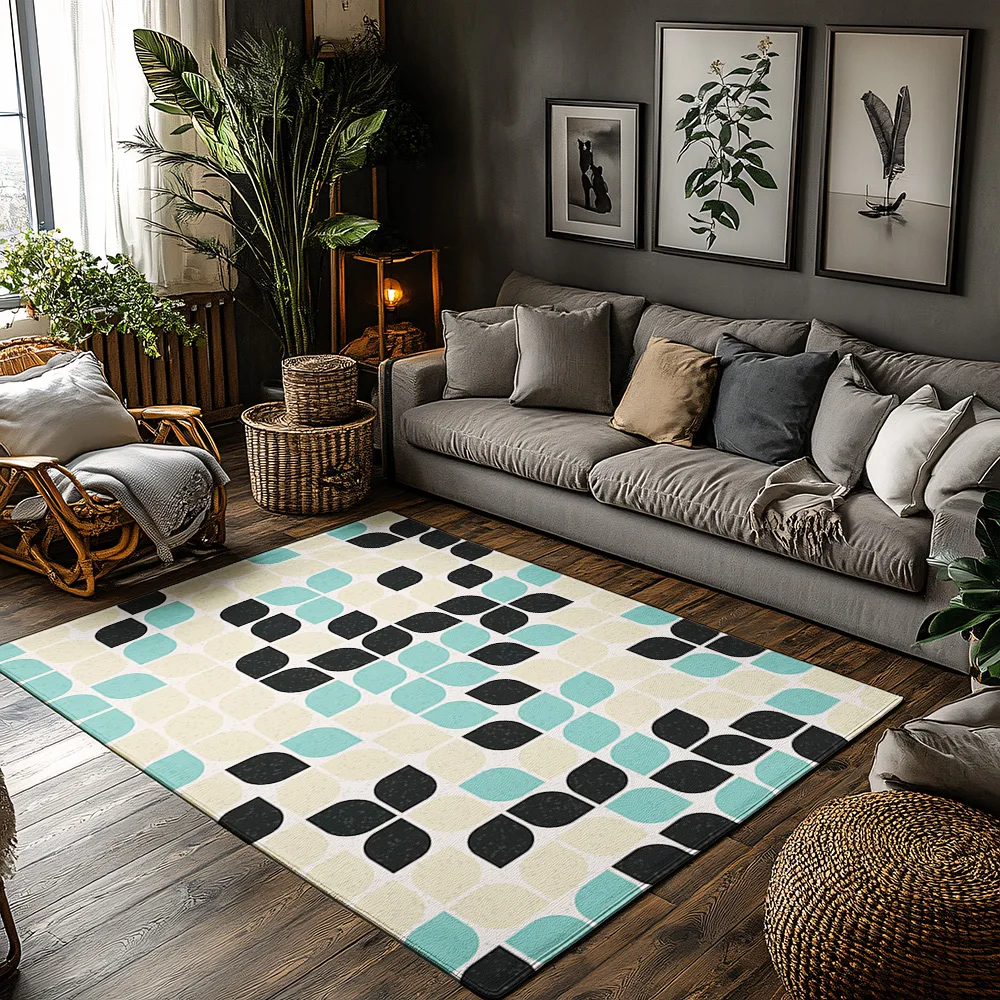 

Современный геометрический коврик, нескользящий домашний коврик, стильный декор для гостиной, домашний акцент, напольный коврик, современный абстрактный дизайн R