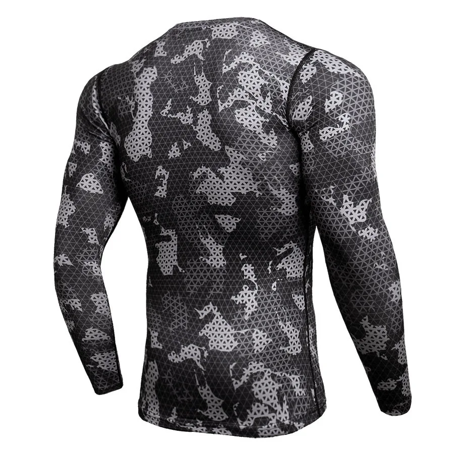 2022 Quick Dry Rash Guard Mens Gym t shirt Long Sleeve Sport Shirt Men Camouflage Fitness Top Gym Training Running Shirt