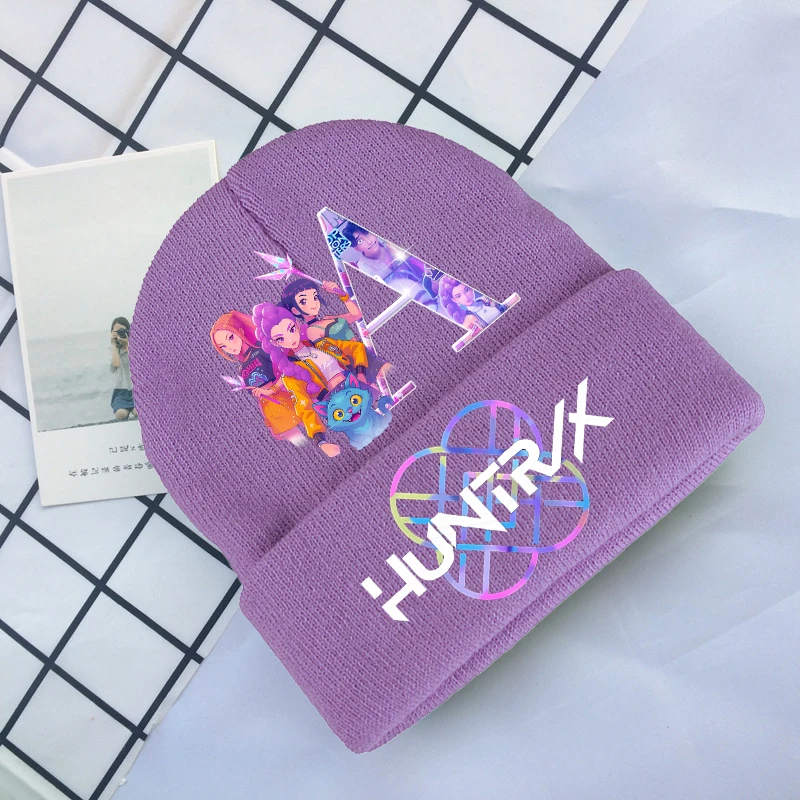 

Kpop Demon Hunters New Beanies Hats Girls Boy Winter Daily Cap Letters Print Knitted Bonnet Caps Keep Warm Skullies Beanies Hats