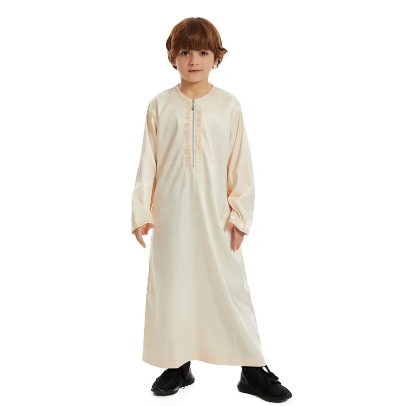 Tiener Ramadan Eid Moslim Gewaad Islamitische Arabische Kinderen Lange Mouw Jurk Jubba Thobe Abaya Dubai Jongens Kleding Turkije Midden-Oosten