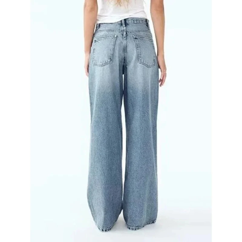 

★Halloween Cosplay Costume HOUZHOU Women Wide Leg Vintage Irregular Washed Denim Trousers Aesthetic♥ All corners of the country