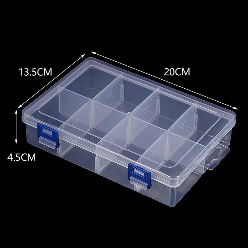 Multifunctional Tool Case 20*13.5*4.5cm Large 8 Grids Plastic Storage Box Screw Electronic Component Transparent Organizer