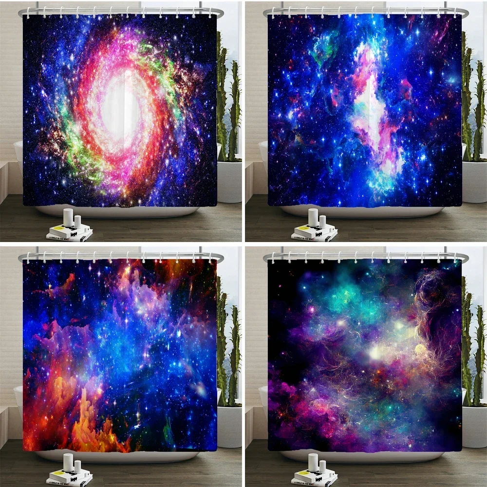 Dream Space Galaxy Starry Universe Waterproof Polyester Shower Curtain with Hooks For Bathtub Bathroom Screens Decor Wall Cloth