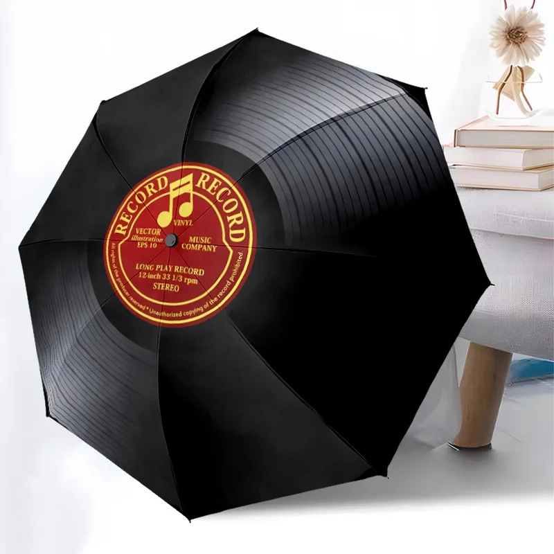 ملاحظة موسيقية مظلة قابلة للطي تصميم عصري تلقائي مفتوح 8 أضلاع حديدية مقبض بلاستيكي قابل للطي ظلة هدايا مهرجان مثالية #4