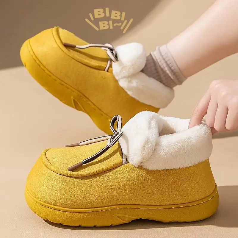 Winter Chunky Platform Women Fur Snow Boots Keep Warm Thick Sole Warm Cotton Short Booties Shoes Zapatos Mujer