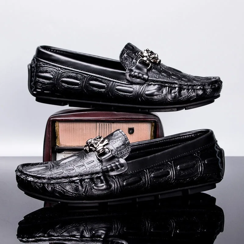 crocodile casual shoes for man loafers daily designer shoes Barber brand leather shoes for man mocassins black blue white