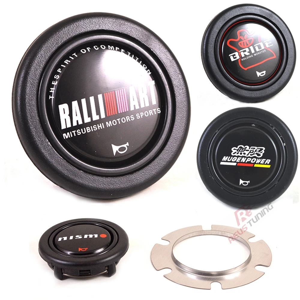 

Jdm Style Mugen Ralliart Nismo Bride Car Race Rally Sport Racing Steering Wheel Horn Button With Aluminum Retainer Ring Plate