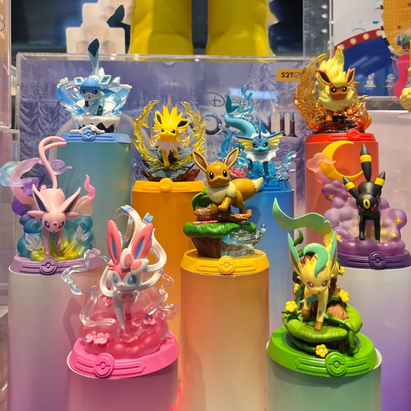 original Anime Pokemon Adventure Eeveelution Eevee Family Espeon Suit Blind Box Jolteon Sylveon Action Figure Pokémon Model Kids