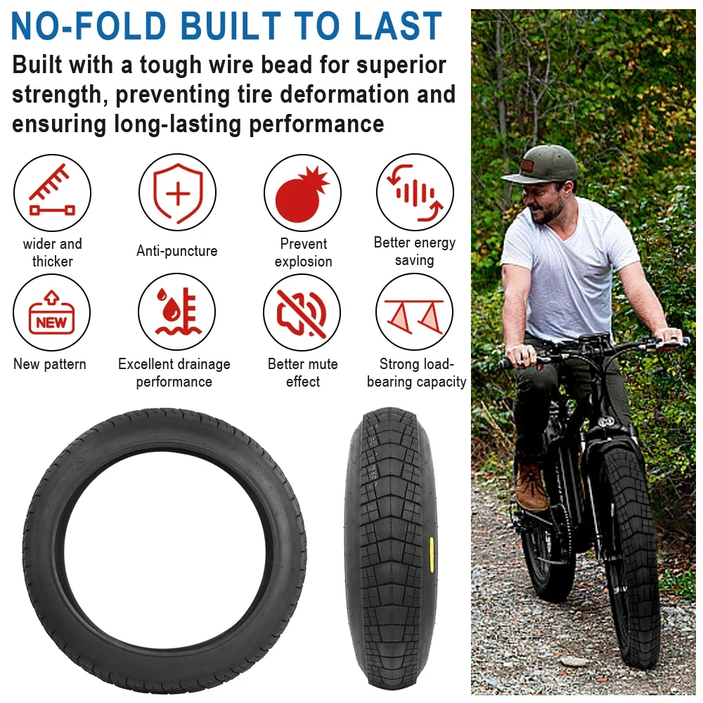 Rutschfester Fat Tire 20x4,0 Zoll elektrischer Fat Bike Snow Beach Fahrradreifen für Elektrofahrrad 20*4,0 Fat Tire Teile Zubehör – Detail 5
