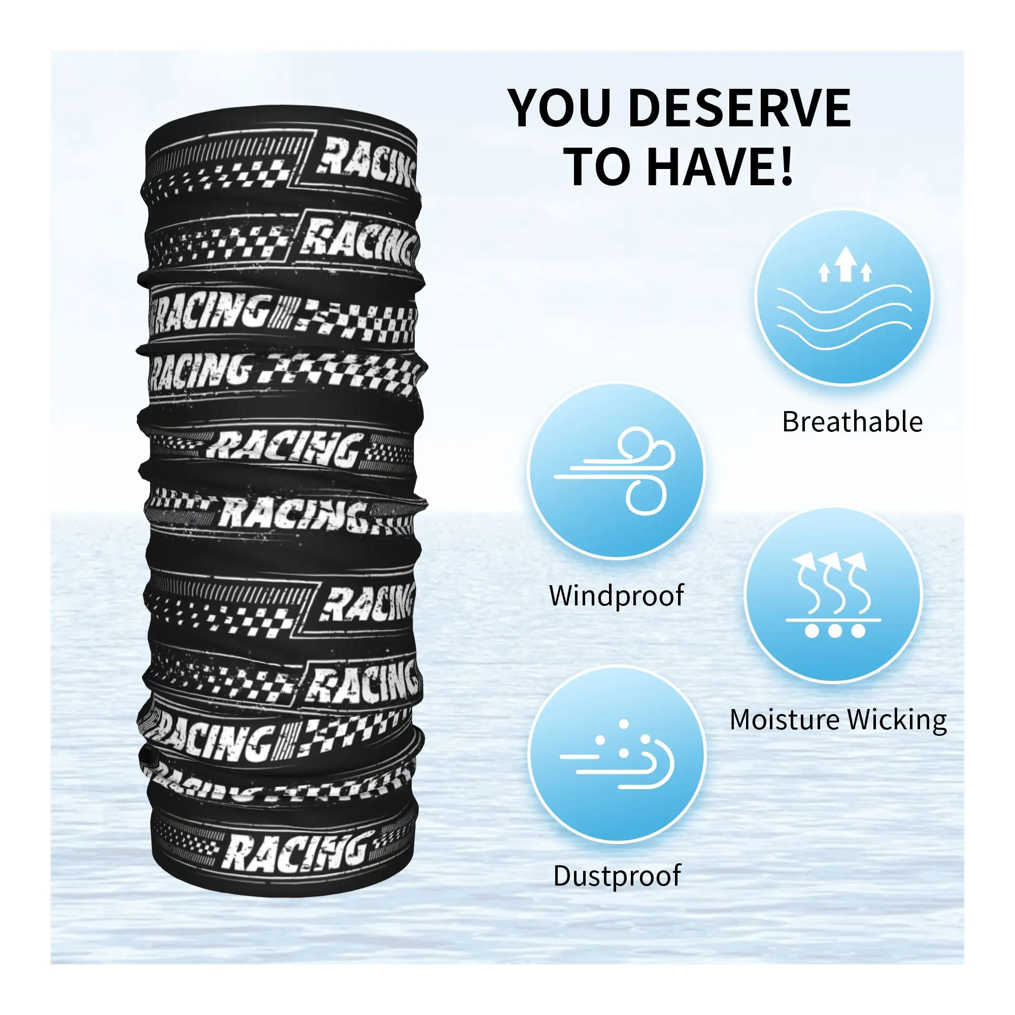 Bandana Logo Motor Balap Rally Cepat Motif Kotak-kotak, Penutup Leher Musim Dingin untuk Wanita, Syal Penutup Wajah, Gaiter, Headband