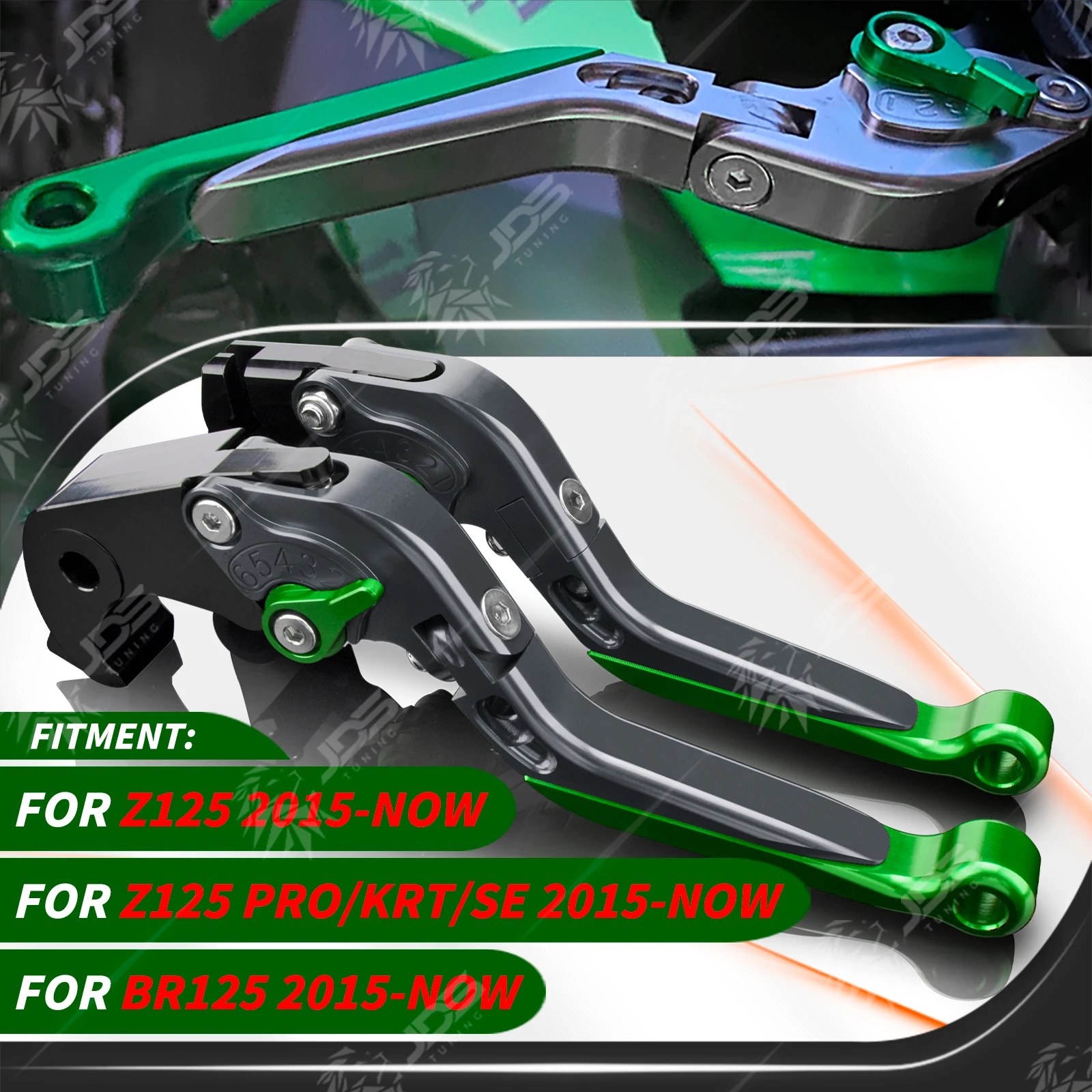

JDSTUNING For Kawasaki Z125/PRO/KRT/SE/BR125 2015-NOW Clutch Lever Brake Lever Set Adjustable Folding Handle Levers Accessories