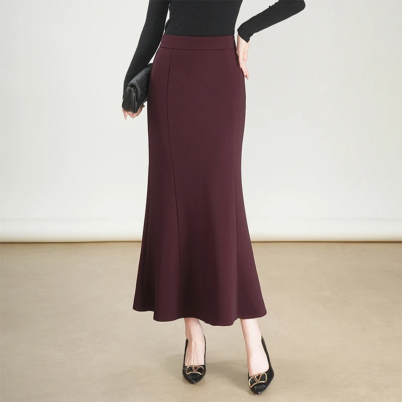 

Ele High Waist Fi Tail Skirt Women's Long f Body Slim Fit Dra Tummy Control Zipper Ba Closure Polyester Fiber