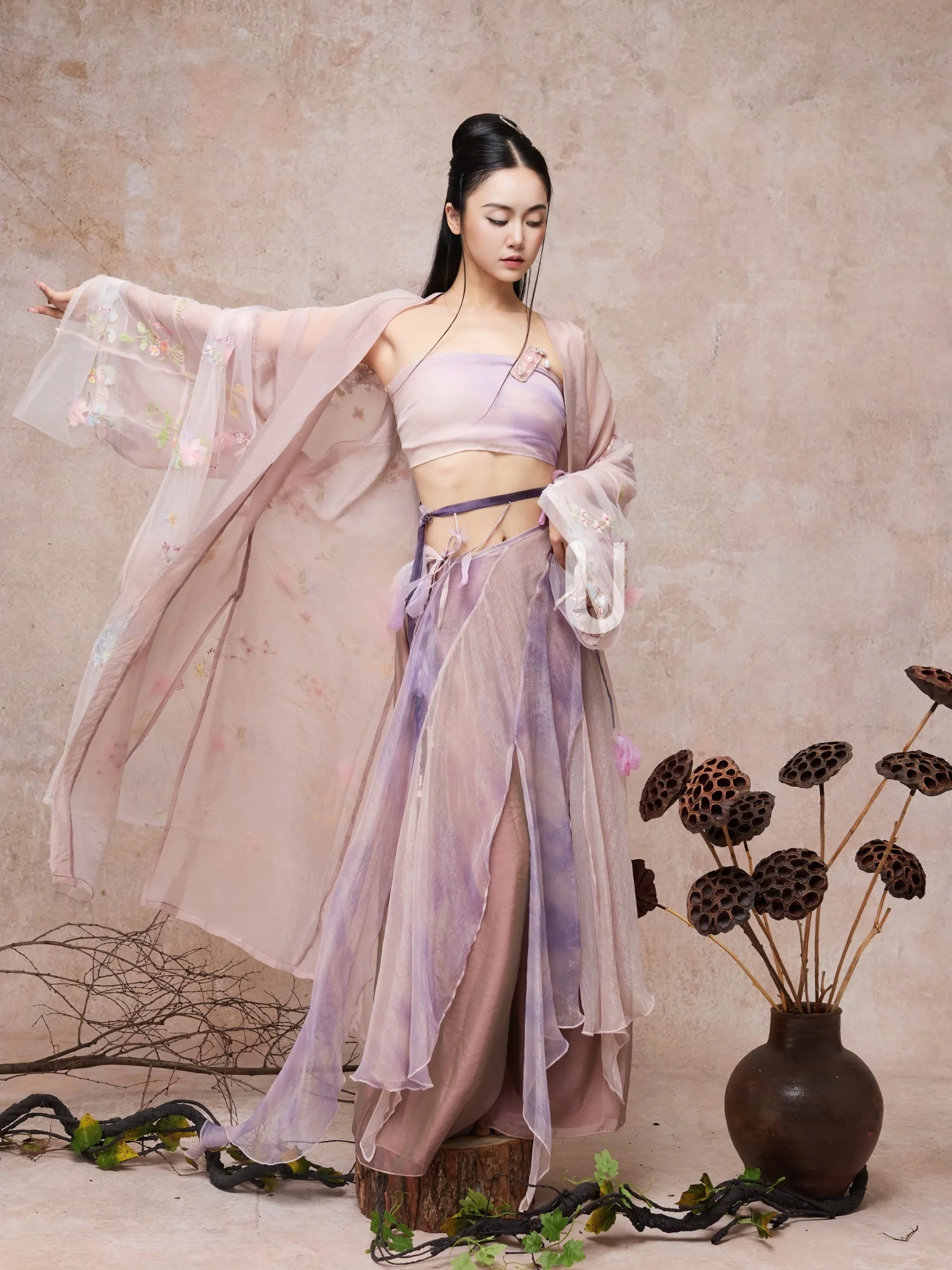 

Rour Original Design Jazz Style Color Block Apron Versatile Strap Skirt Ancient Chinese Fashion Influence 2025 Autumn Collection