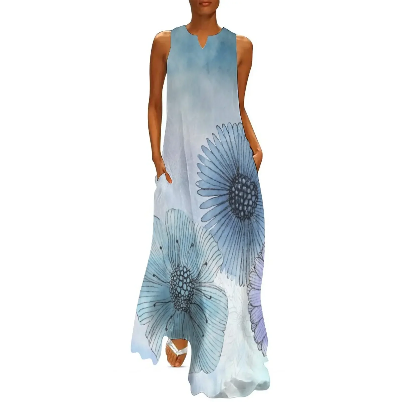 

Dreamy flowers Long Dress Aesthetic clothing women's summer jumpsuit evening dress women Women's summer dresses Dress