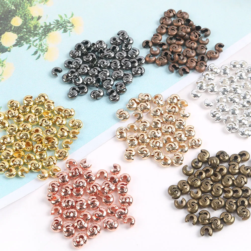 100 قطعة 3/4/5 مللي متر بلون معدني مفتوح حبة مشبك Diy بها بنفسك مواد صنع المجوهرات الاكسسوارات اليدوية مواد صنع المجوهرات