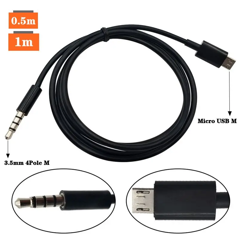 DC3.5mm to Android Mobile Phone Connection Cable Audio MP3 AUX 3.5mm Male to Micro USB Male Audio Cable to Round Oral Karaoke