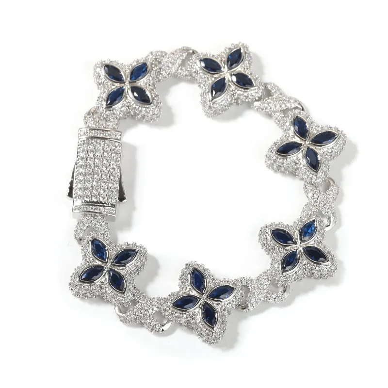 LOVE&NAME Bracelet en Zircon à fleurs colorées, en cristal multicolore, chaîne d'itiné floral, bijoux de déclaration pour femmes, cadeaux de fête 3