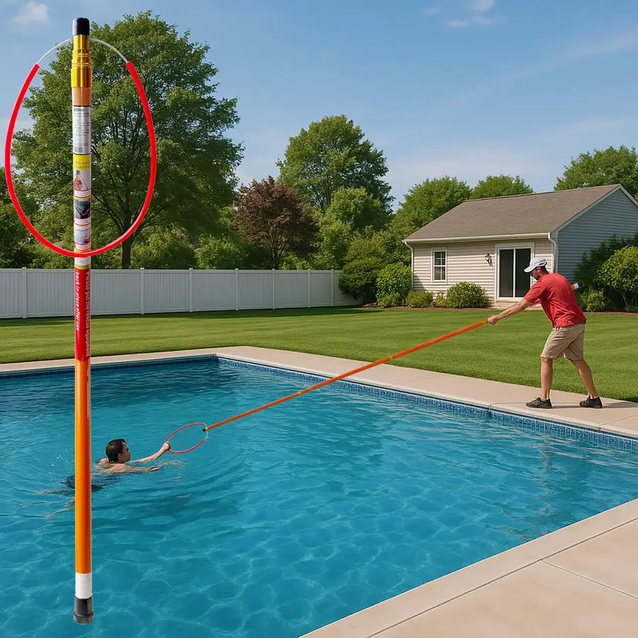 Pértiga telescópica de fibra de vidrio para rescate en piscinas, pértiga telescópica comercial de alta resistencia con gancho de seguridad para piscinas, extensible para seguridad acuática