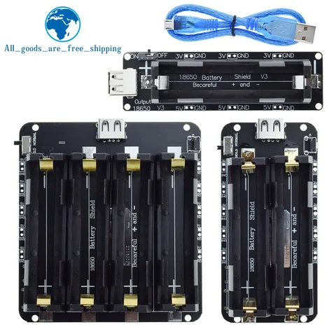 DIYTZT двухвольтный литиевый аккумулятор 18650 Shield V8, модуль расширения для мобильных устройств 5 В/3 А, 3 В/1 А, Micro USB для Arduino ESP32 топ 10 аккумулятор для esp32 - №2