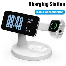 3 In 1 Magnetic Wireless Charger Stand For Magsafe iPhone 16 15 14 13 Pro Max Apple Watch 9 8 AirPods Pro Fast Charging Station