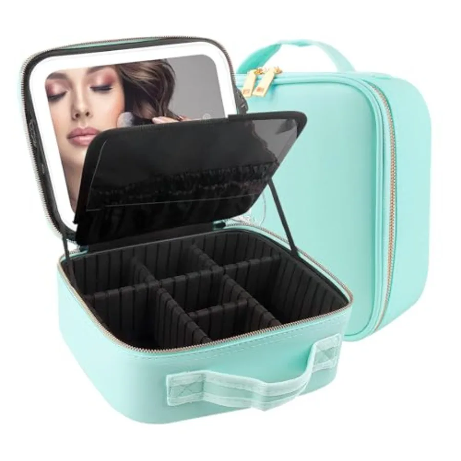 

Travel Makeup Bag Cosmetic Bag Makeup Organizer Bag with Lighted Mirror Adjustable Brightness in 3 Color Scenarios Waterproof M