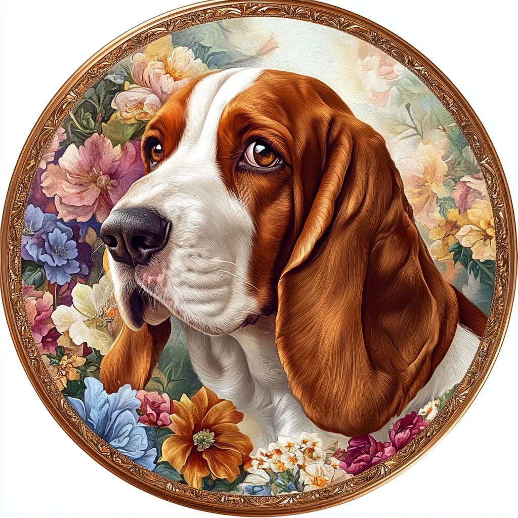 Custom Bassett Hound Pet Ornaments - Ultra High Definition Circular Aluminum Paintings,Personalized Pet Souvenir Tombstones