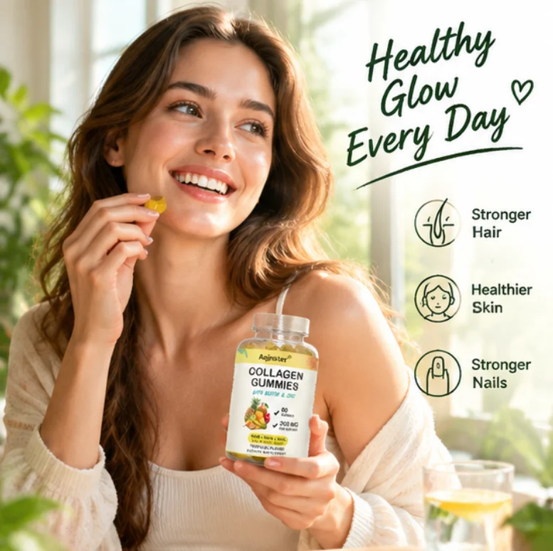 Collagen Gummies with Biotin & Zinc 200mg Tropical Flavor Support Hair Skin Nail Bone Muscle Health 60 Count