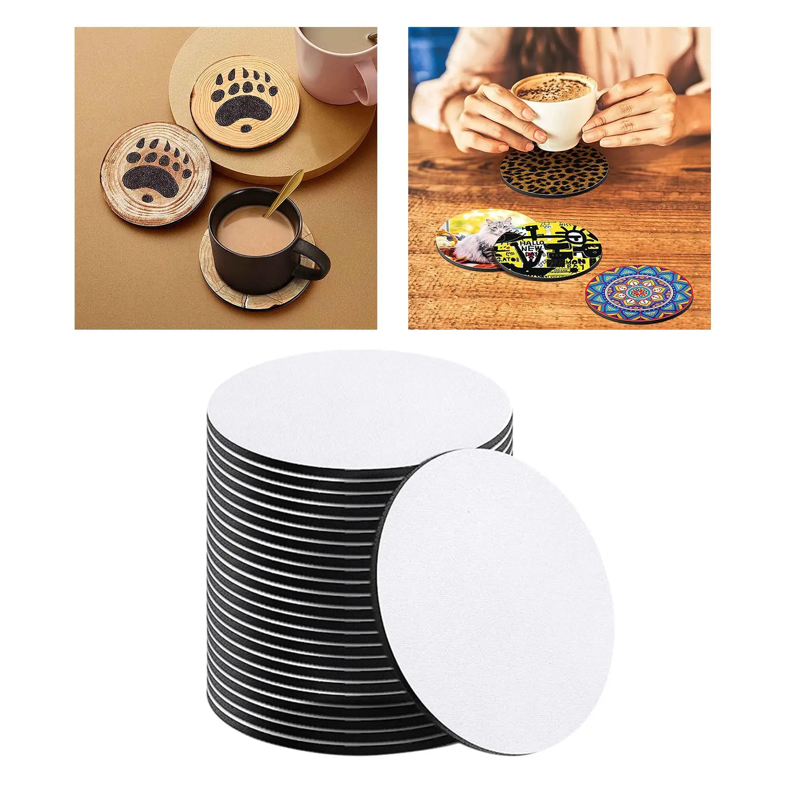 

Pack of 20 Sublimation Cup Coasters Circle 3.93 Inch for DIY Crafts