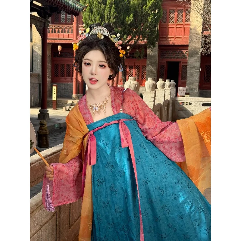 Hanfu women's Tang Dynasty chest-length Confucian skirt restored printed national style daily ancient clothing