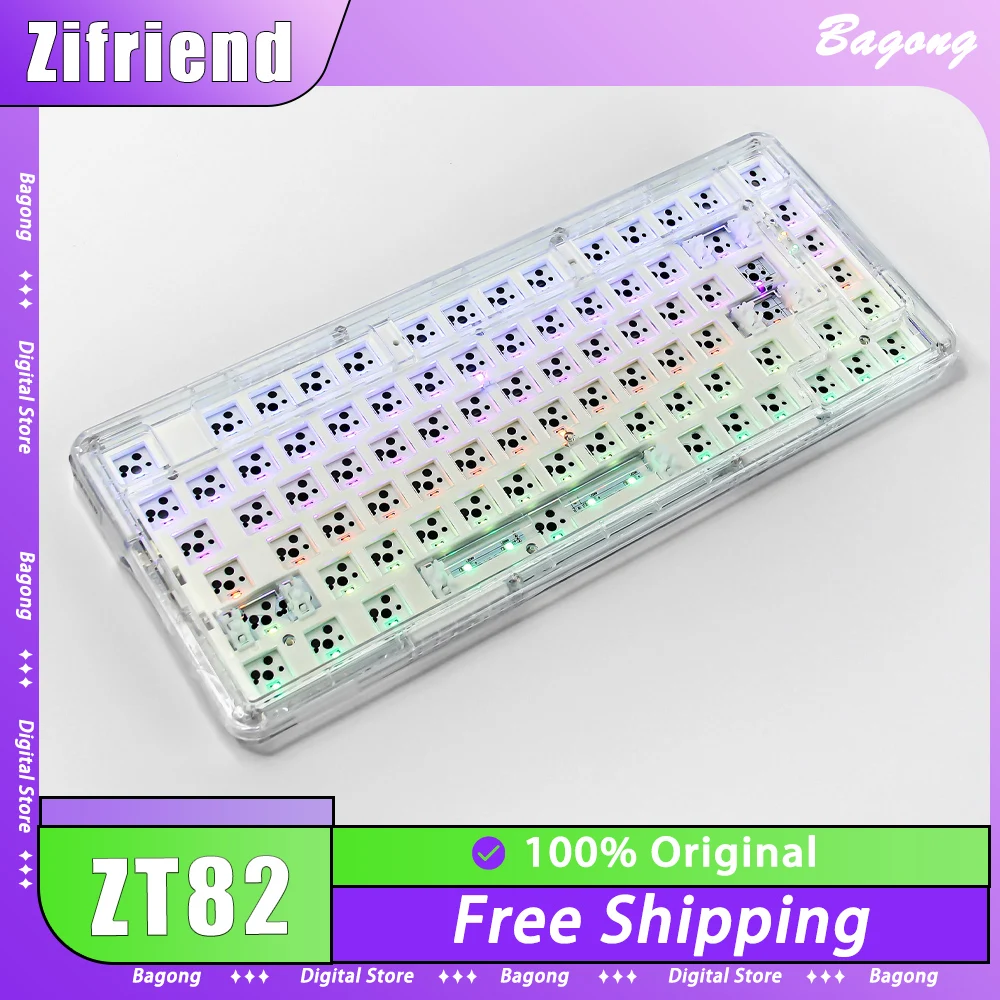 

Zifriend ZT82 Mechanical Keyboard Kit Three Mode Wireless RGB Hot Swap Ergonomics E-sports Gaming Keyboard Pc Gamer Accessories