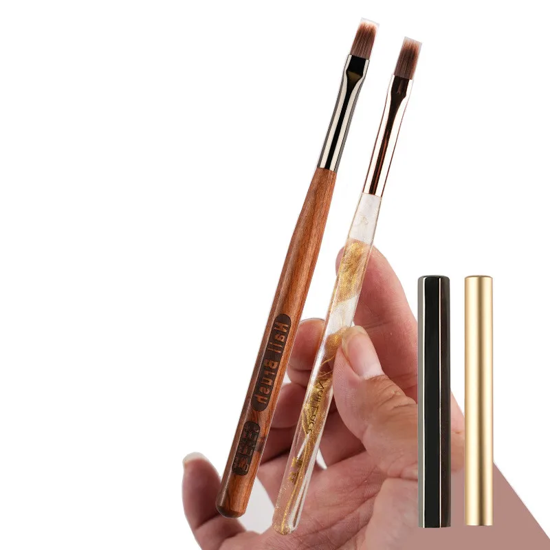 1/2Pcs Sandalwood Handle Nail Ombre Brush Nail Art Painting Pen Brush UV Gel Polish Gradient Color  Acrylic Nail Drawing Pen