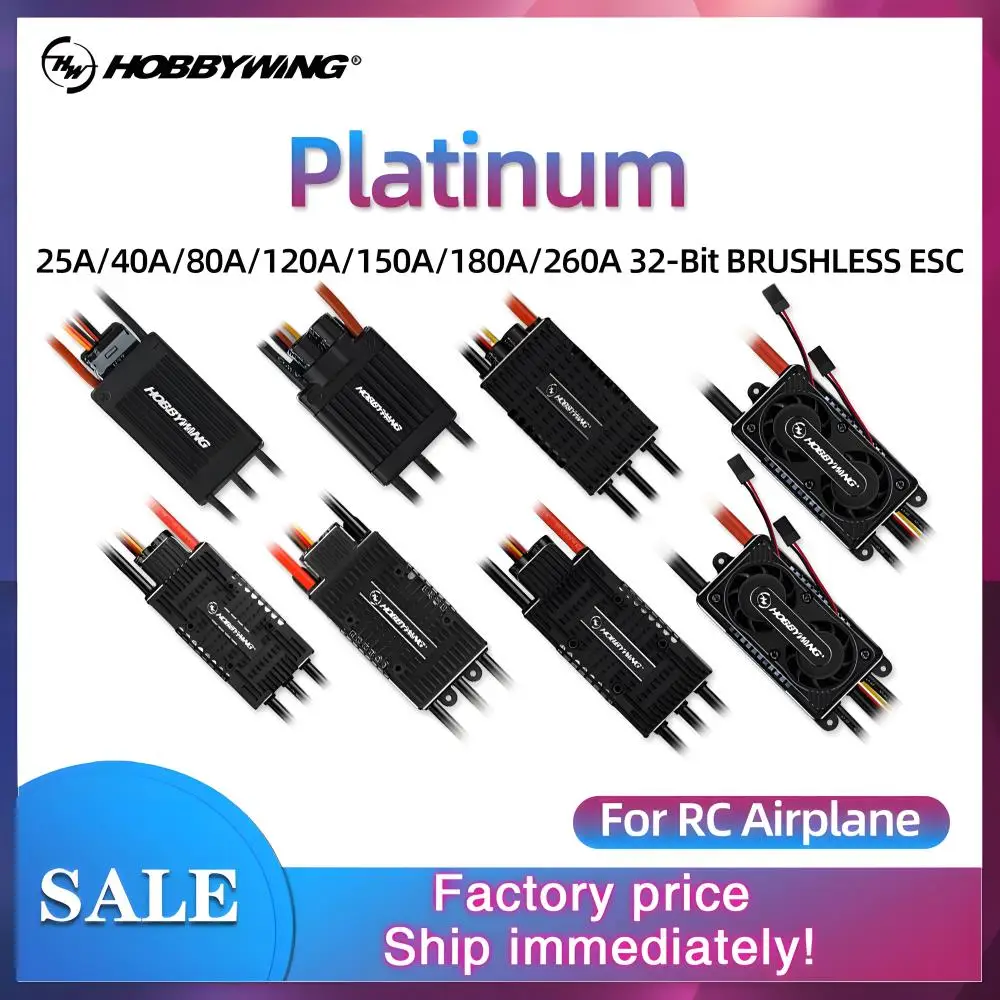 ​ HOBBYWING Brushless ESC Platinum 25A 40A 80A 120A 150A 180A 260A 32-bit Brushless ESC Untuk Helikopter RC Pesawat Terbang Sayap Tetap