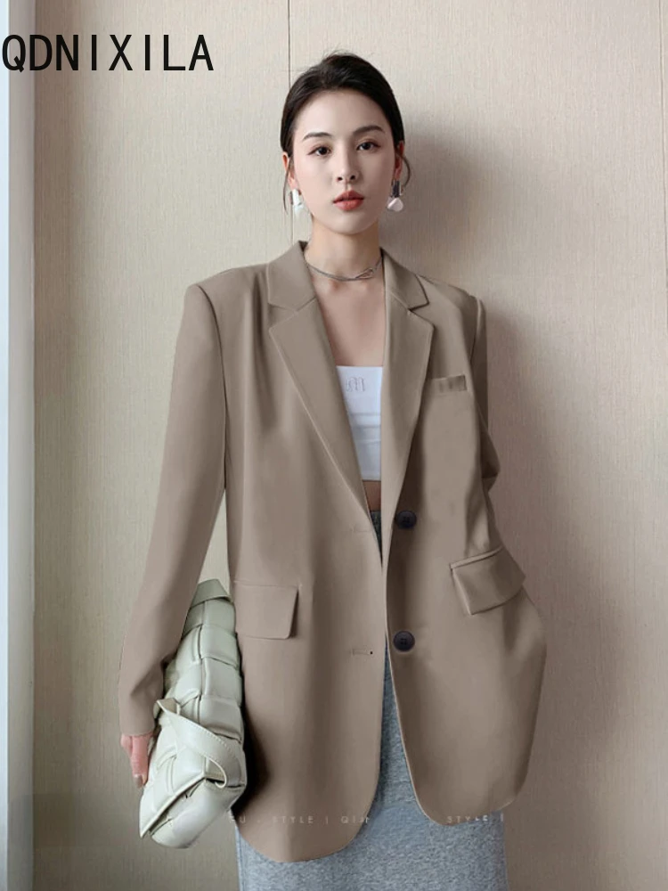 Blazers for Women Spring White Office Ladies Outfits Casual Oversized Jackets Elegant Korean Style Long Sleeve Top Blazer Coat