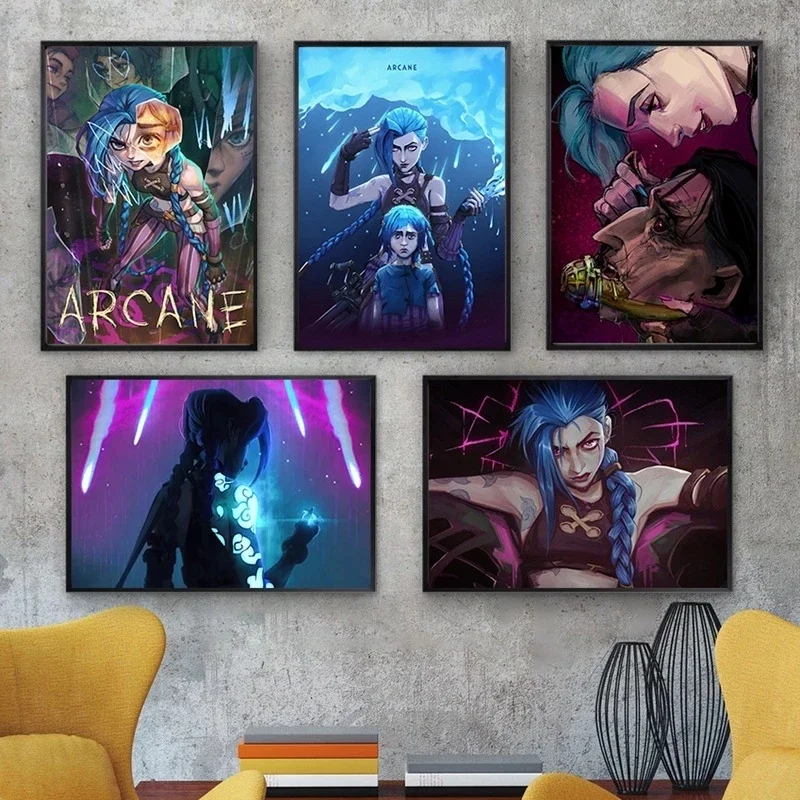 Game League of Legends The Animated Drama Arcane Jinx Canvas Painting Poster and Print Wall Art for Bedroom Playroom Decoration