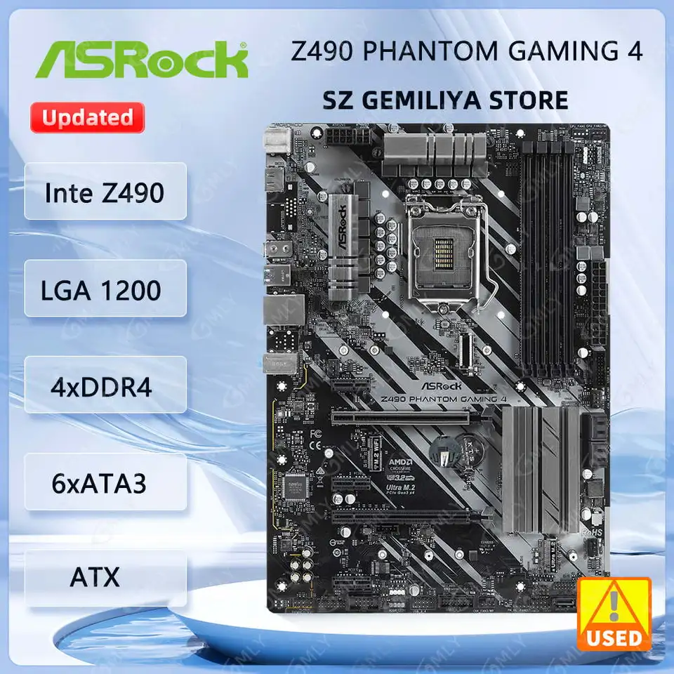 新品未使用未開封　ASRock Z490 PHANTOM GAMING 4 ASRock Z490 Phantom Gaming 4 ATX Motherboard for Intel LGA1200