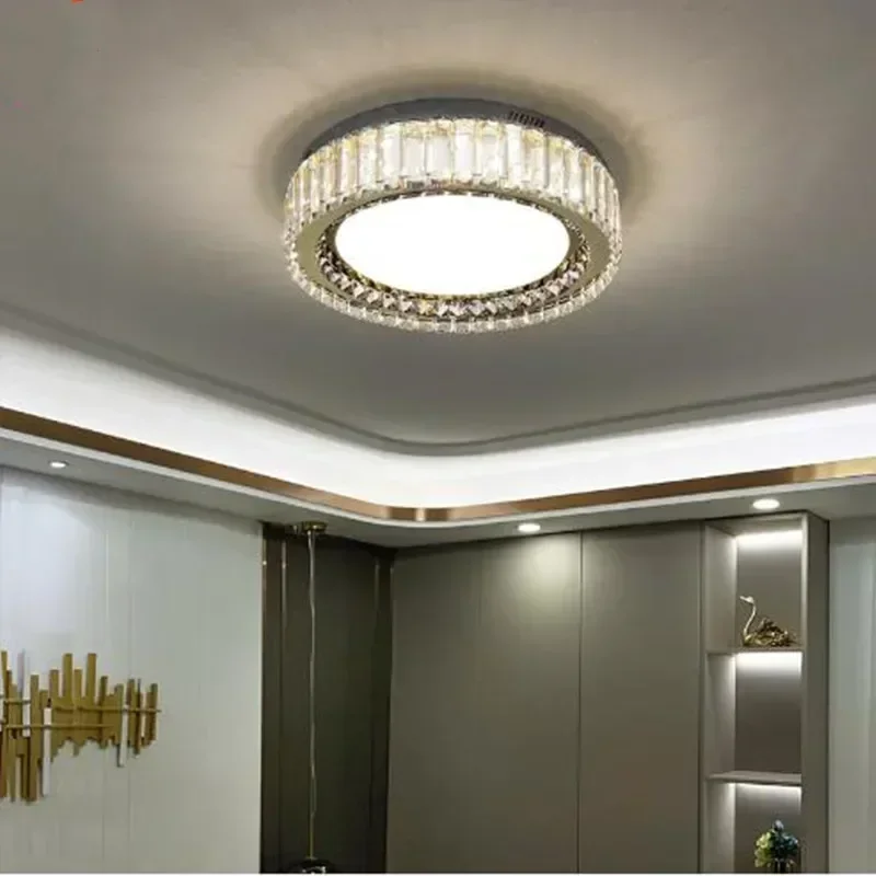 

Postmodern Minimalist Crystal Ceiling Lamp Square Nordic Hall round LED Light Bar for Living Room Dining Home