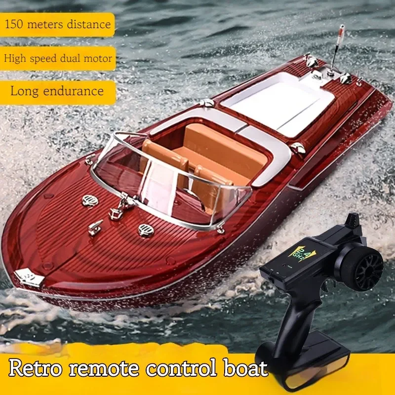 

Retro Remote Control Boat Speed Boat High-horsepower Electric Yacht Cruise Model Racing Boat Boy Water Classic Retro Toy Boat