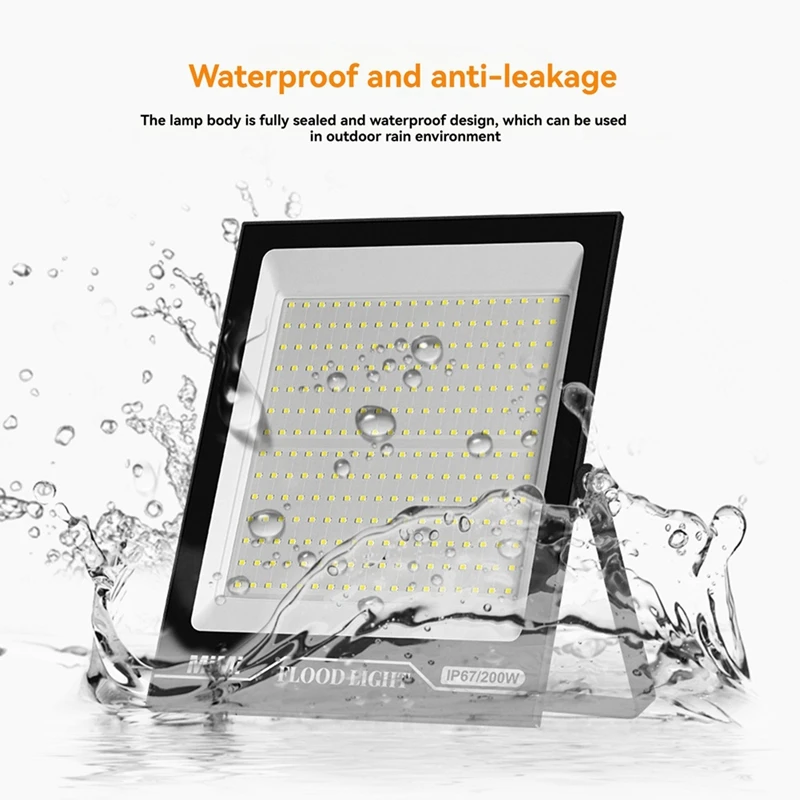 LED Flood Light Warm Light 200W Outdoor Spotlight IP67 Waterproof Spotlight Searchlight for Garden Lighting-ABFB