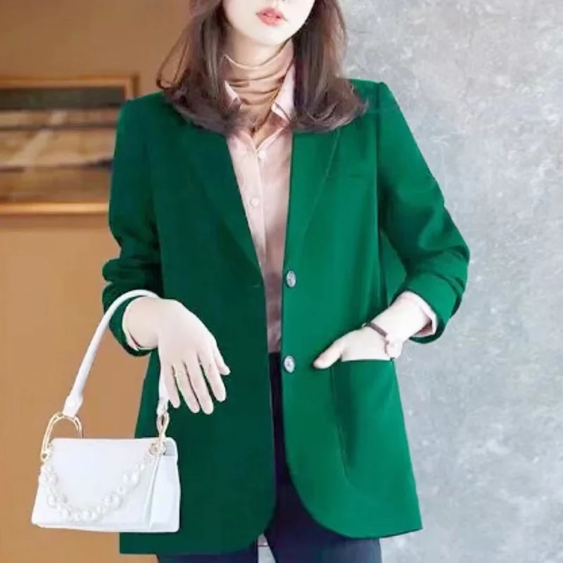 Fashion Solid Color Spliced Pockets All-match Blazer Women\'s Clothing 2023 Autumn New Casual Tops Loose Office Lady Blazers