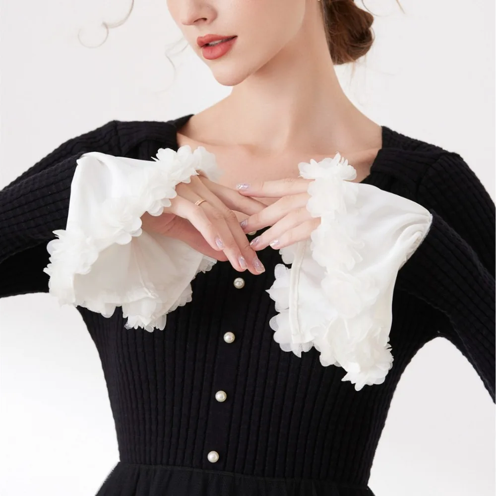 Large Flared Sleeves for Women White Chiffon Elegant Detachable Sleeves