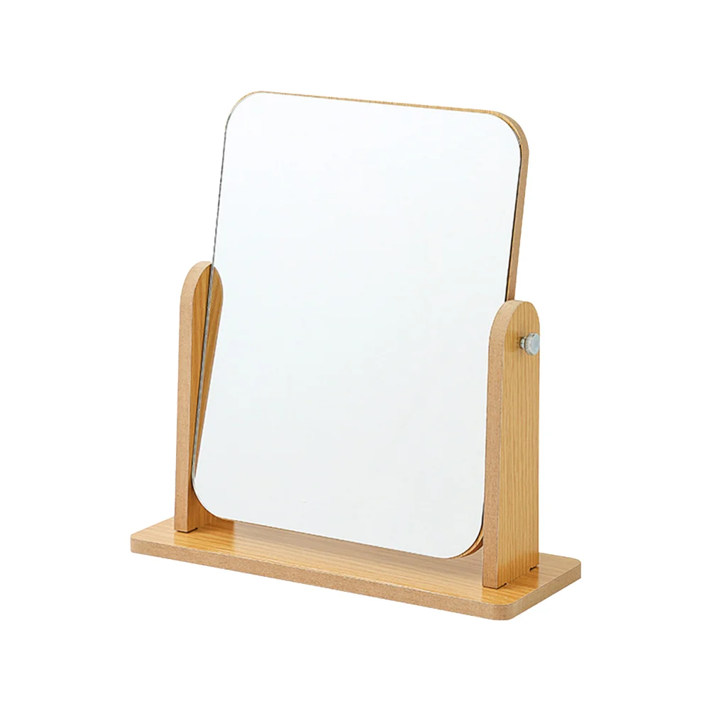 

Wooden Vanity Mirror Personal Use Rotating Women Makeup Princess Versatile Tabletop Desktop Base Adjustable Countertop