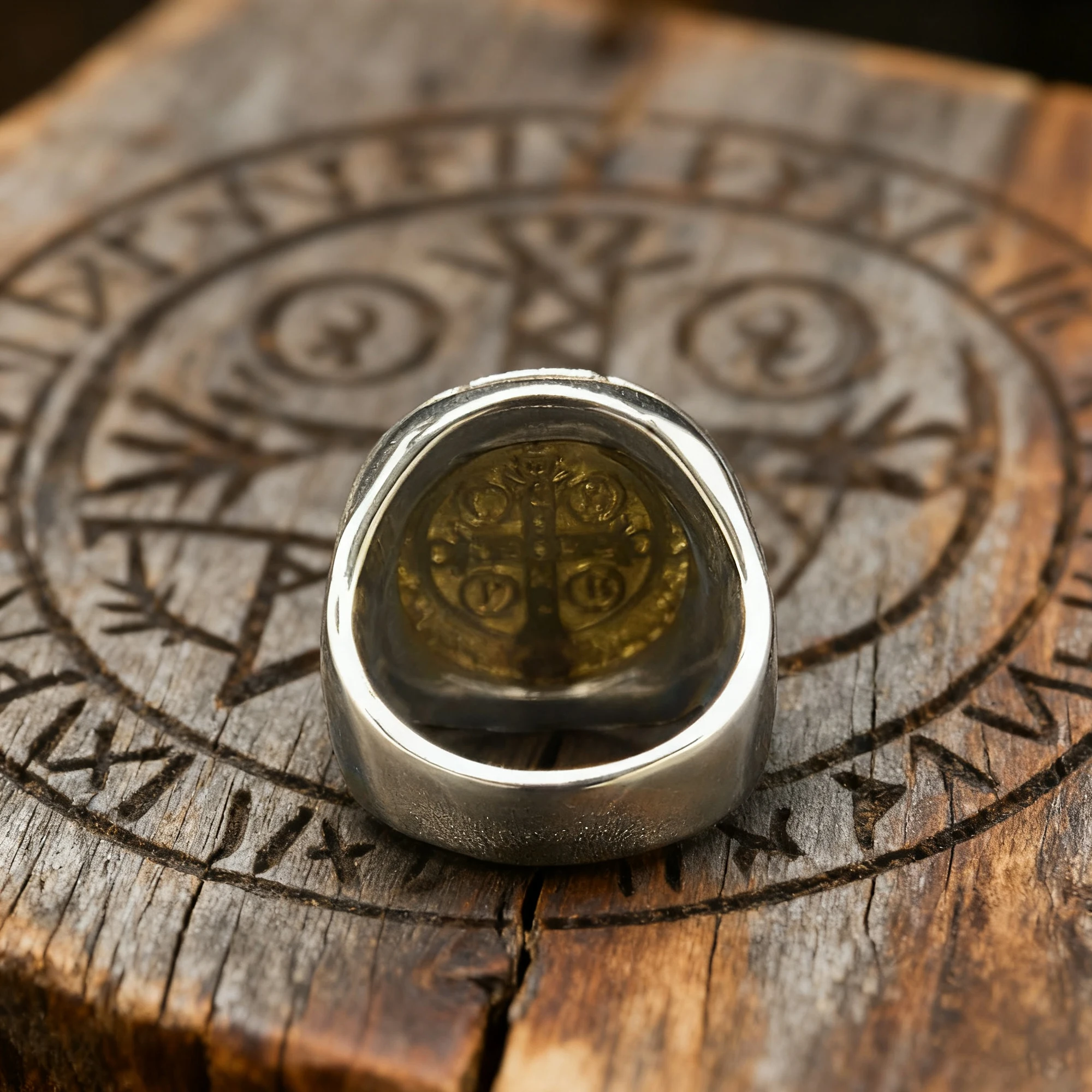 Stainless Steel Saint Benedict Crucifix Band Ring Catholic Prayer Bible Verse Protection Amulet Vintage Statement Jewelry for Me