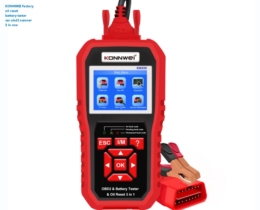 Car Oil Reset tool & II Diagnostic scanner & Battery tester 3 in one konnwei kw850 plus model kw890